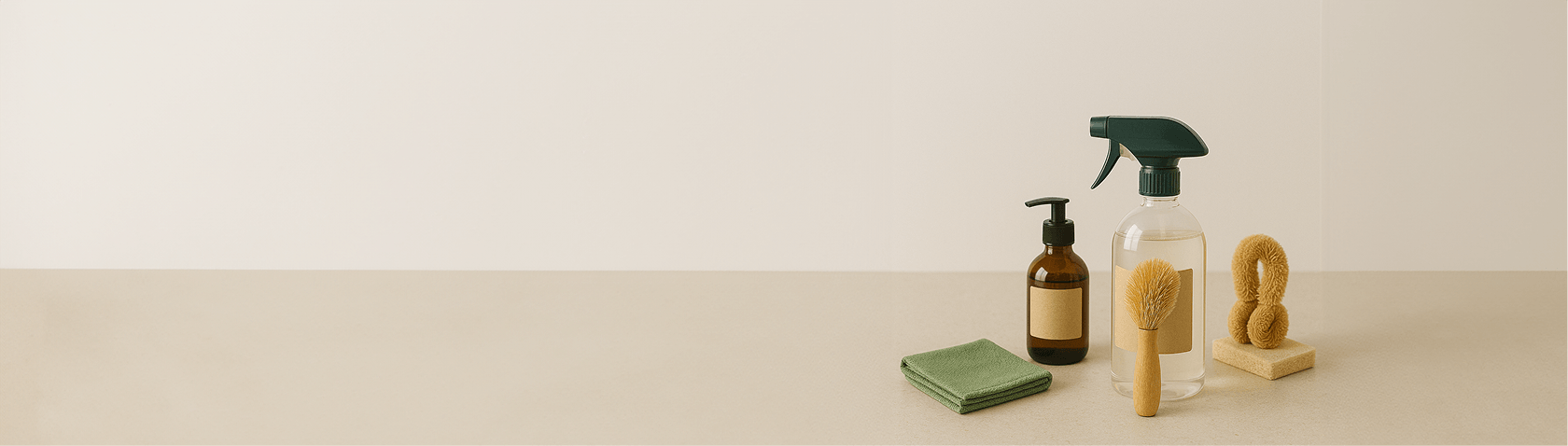 Cleaning tools on a countertop